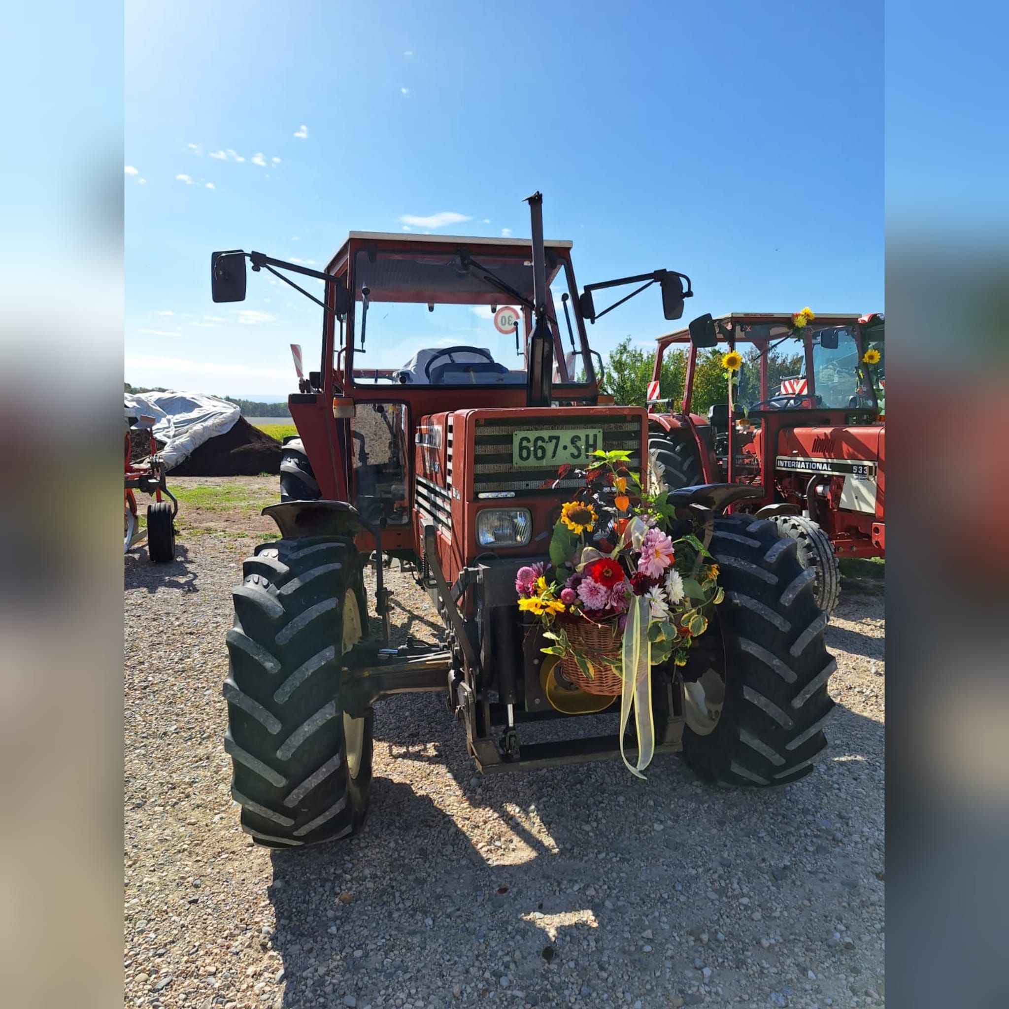 Unser Fiat geschmückt für eine Hochzeit. Oktober 2023